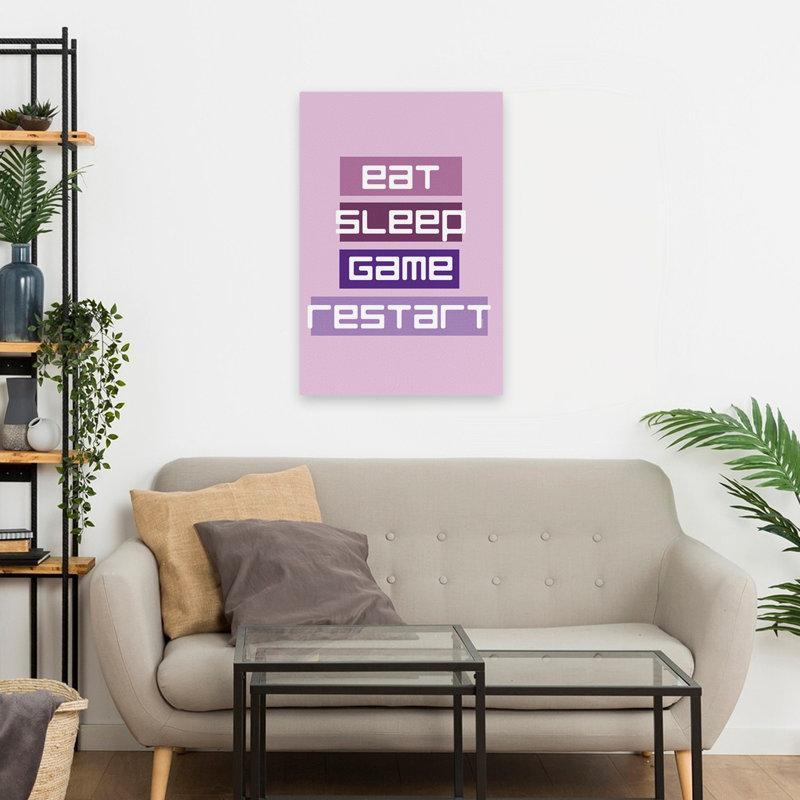 «Eat Sleep Restart - Contemporary Eat Sleep Game Restart Gaming Lifestyle», H 24 po x l 16 po