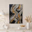 Tableau sur toile à grain de bois ondulé anthracite et résine ambrée-611060439