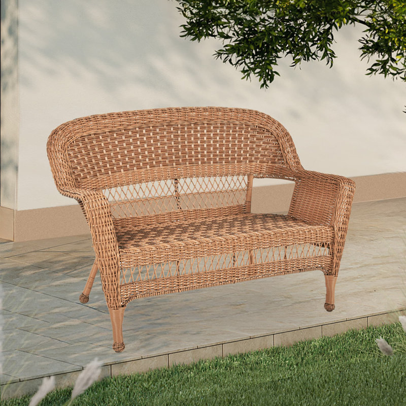 Karan 52'' Wide Straight Metal Loveseat, Honey