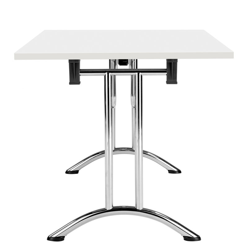 Buariki Rectangle Modular Training Table, 72.5cm H x 140cm W x 80cm D, White, Chrome