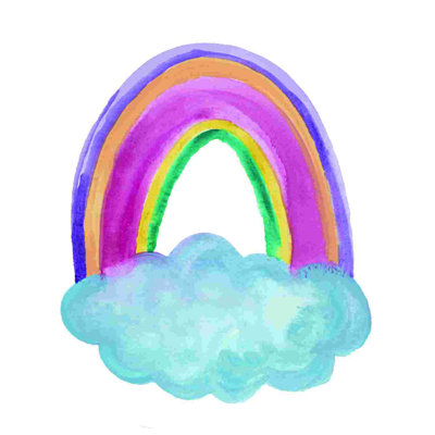 Arc-en-ciel avec nuage unique - peinture sur toile tendue