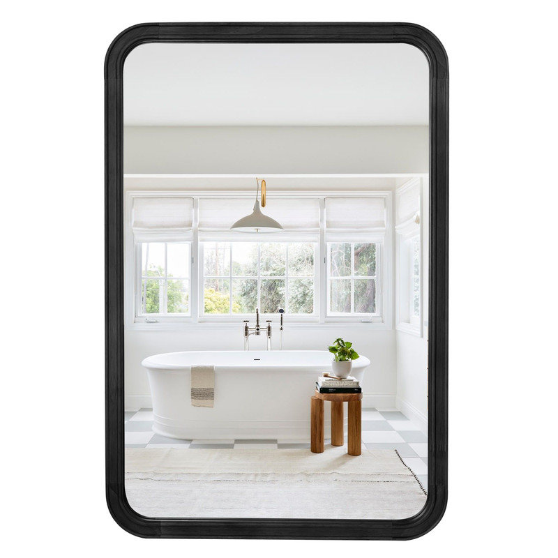 Reppond Solid Wood Rectangle Mirror, 36" x 24", Black