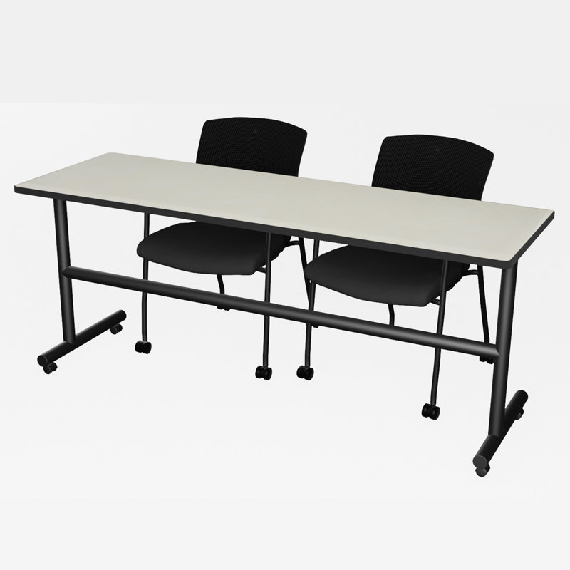 Aubin Rectangle Flip Top Training Table and Chair Set, Maple, 29" H x 72" L x 24" W, 2