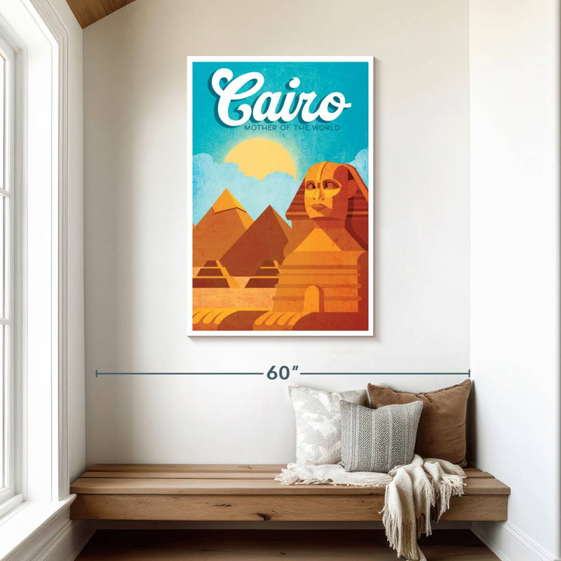 Affiche rétro du Caire, H 45 po x l 30 po