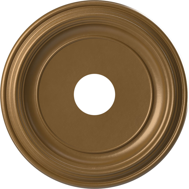 Traditional Traditional Thermoformed PVC Ceiling Medallion, 13" H x 13" W x 1.25" D, Metallic Gold Rush