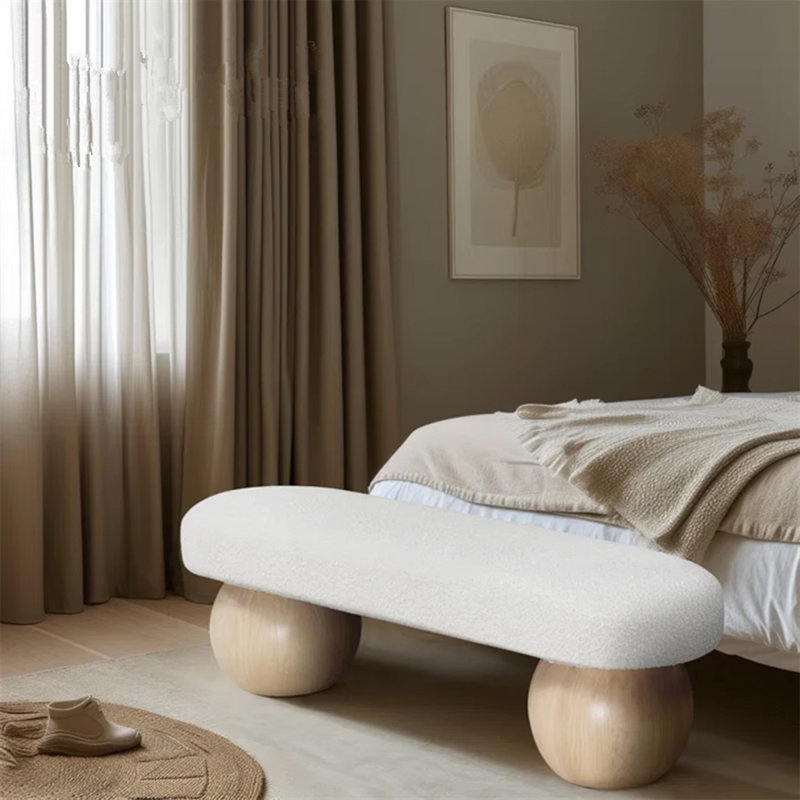 Banc en velours de chambre à coucher et de vestibule en bois de style moderne, Burlywood