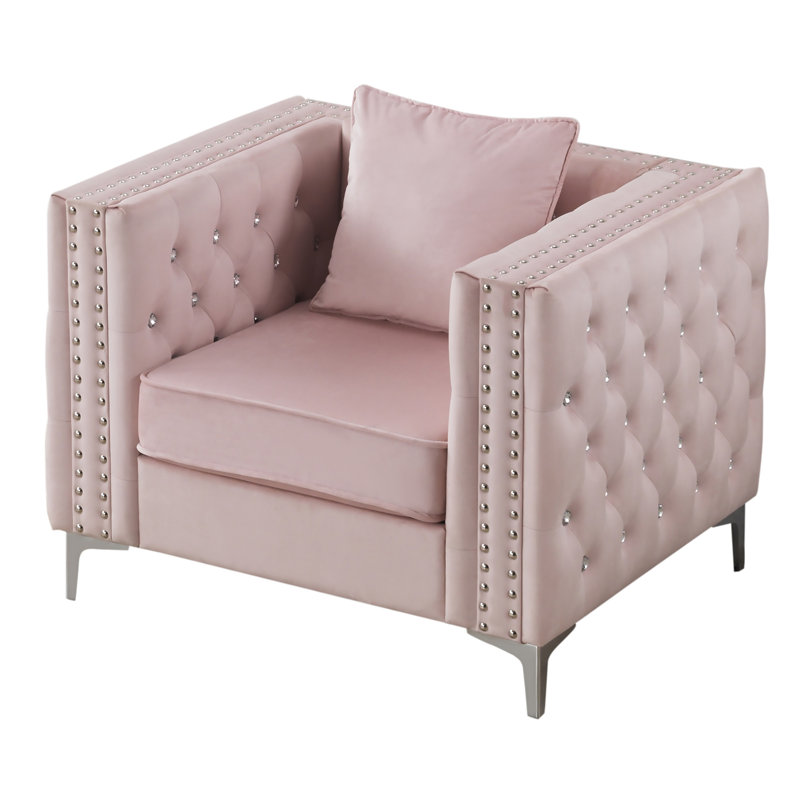 Chaise Paige Glory Furniture, Velours rose