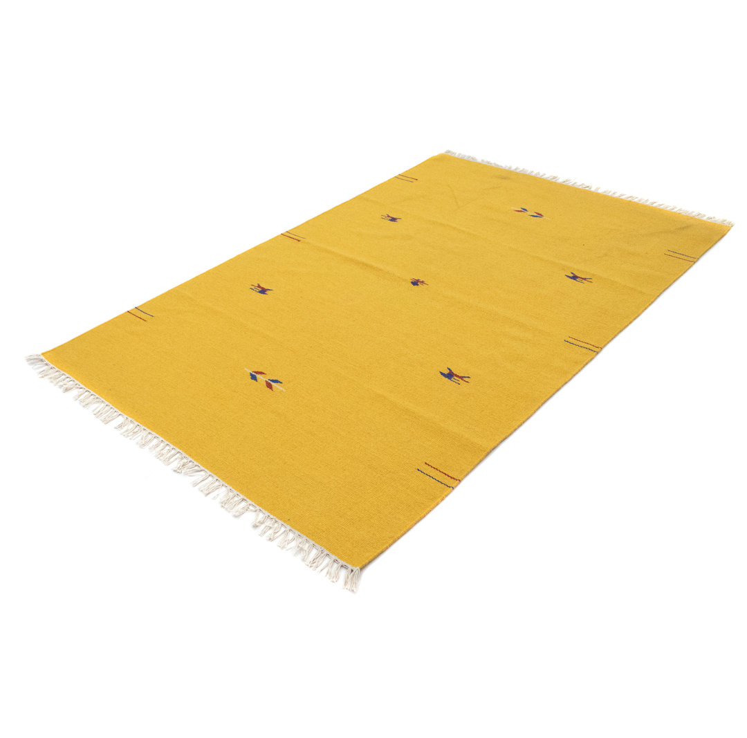 Handmade Kilim Wool Yellow Indoor/Outdoor Rug