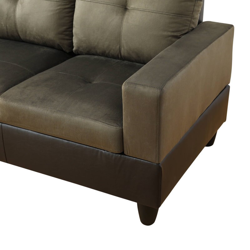  Canapé modulaire de coin rembourré 3 pièces Beeson Taupe, Microfibre / microsuède taupe, Face à la droite