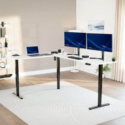 VIVO Electric Corner Standing Desk, L-Shaped Workstation