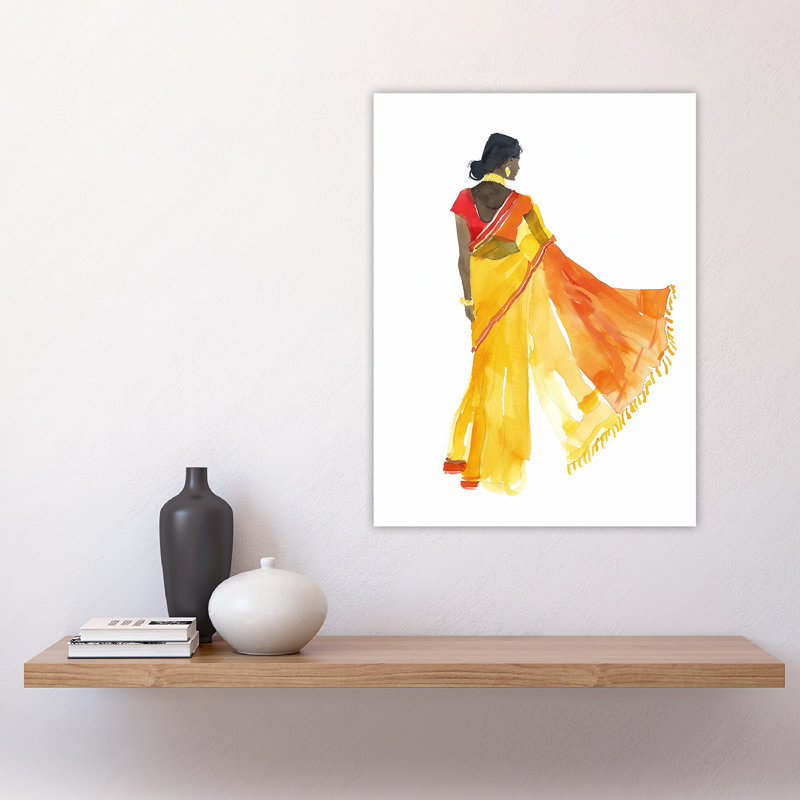 Woman in Yellow Saree Hindu Muslim Skirt Wall Art Print
