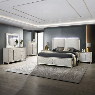 Ensemble de meubles de chambre à coucher en bois de luxe à 2 tiroirs Pearl