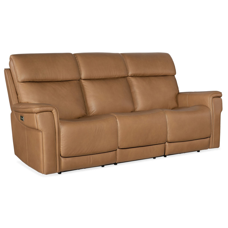 MS Zero Gravity Power Sofa with Power Headrest and Lumbar, Brown Genuine Leather
