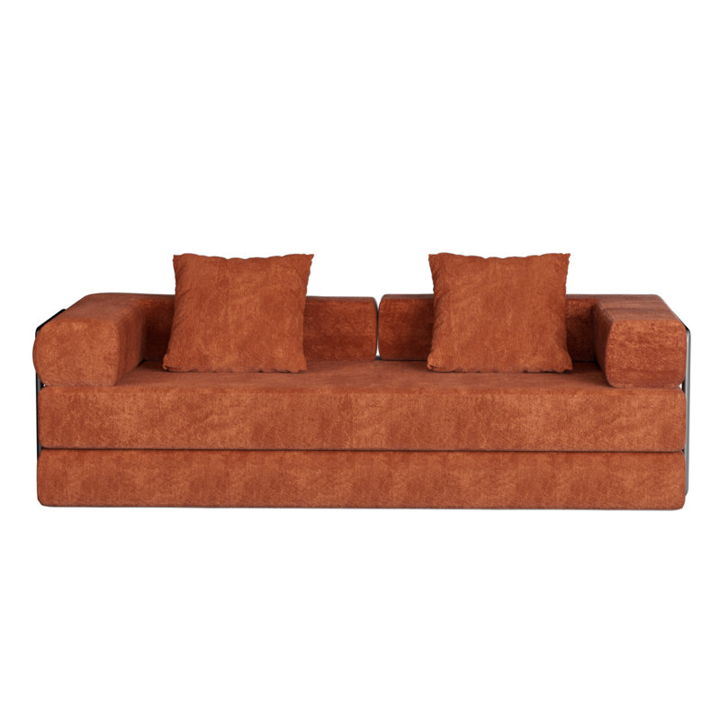 Canapé-lit rembourré Boneless, Chenille orange