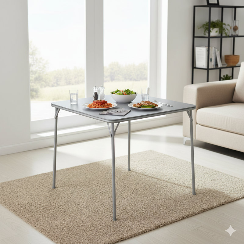 Table de salle à manger pliable de 31,5 po, pliable pour un rangement facile, pieds pliables pour économiser de l'espace à l'intérieur et à l'extérieur sans assemblage, gris
