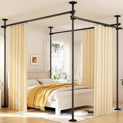 No Drill Room Divider Tension Rod – Adjustable Floor-to-Ceiling Privacy Partition for Bedroom, Office & Living Spaces