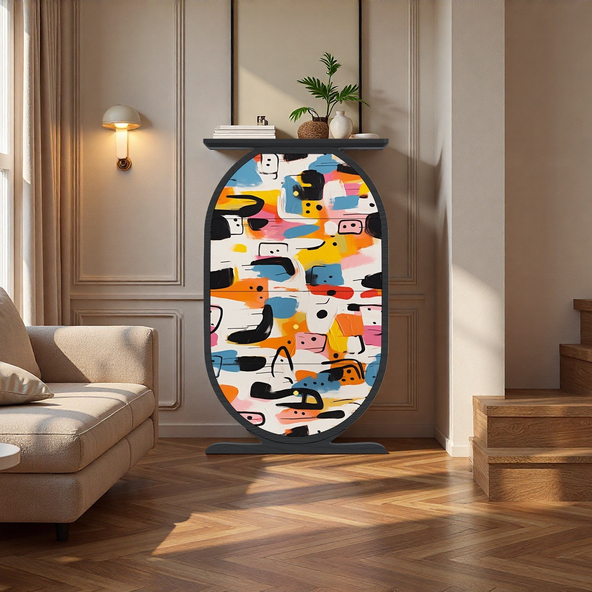 HomeLuxea Modern Abstract Painted Wood 4-Drawer Cabinet - Wayfair Canada