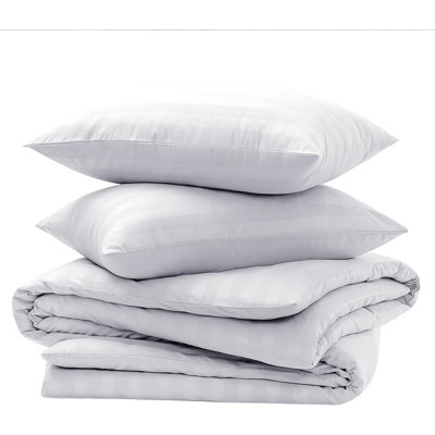 Microfiber Striped Duvet Cover Set with Pillowcases