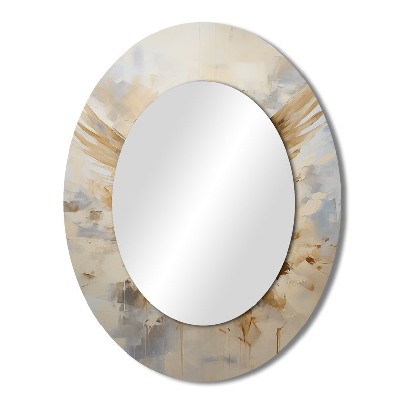 Miroir mural Minimalisme Beige et Doré Dove I - Beige, 43 po x 33 po