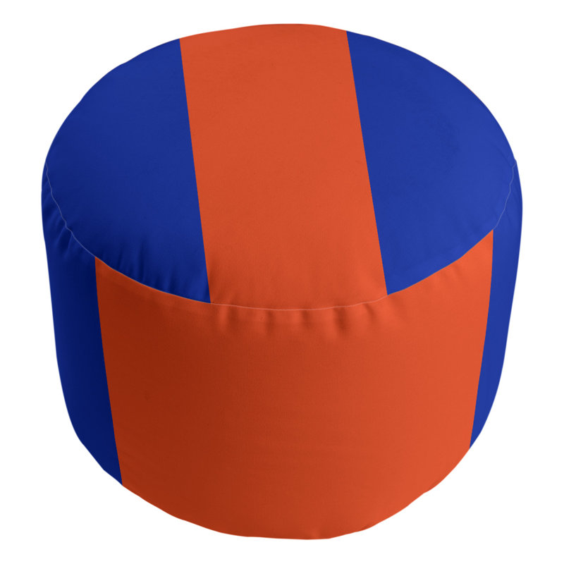 Repose-pieds cubique rond à rayures 20,5", Bleu / orange / bleu