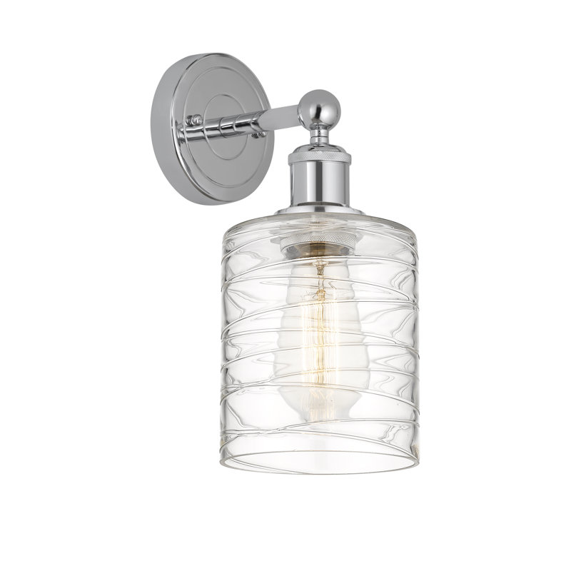 Chilchinbito Armed Sconce, Deco Swirl, Polished Chrome
