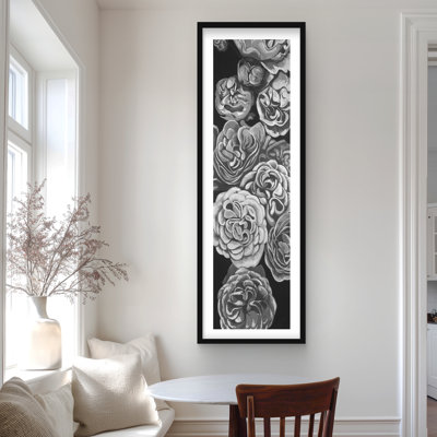 Grayscale Dahlias - Botanical Black Framed Matted Print