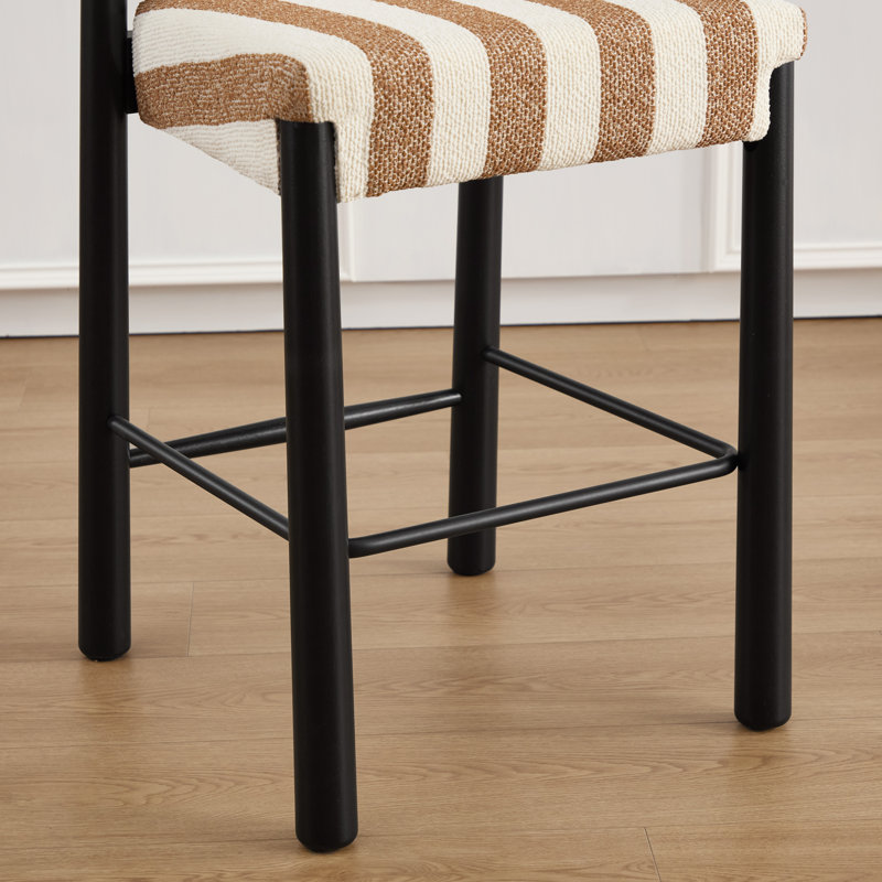 Upholstered 26.4'' Linen Counter Stool With Solid Wood Frame (Set of 2)