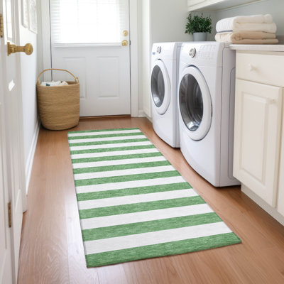 Kinslee Flatweave Washable Striped Indoor / Outdoor Rug