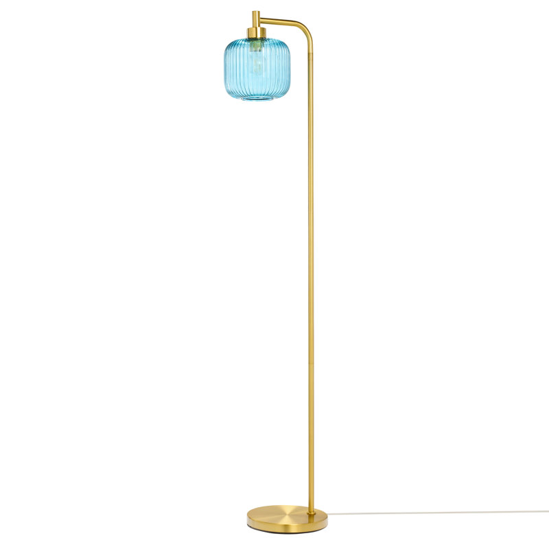 63"H Wyatt Blue Globe Shade Floor Lamp, Blue