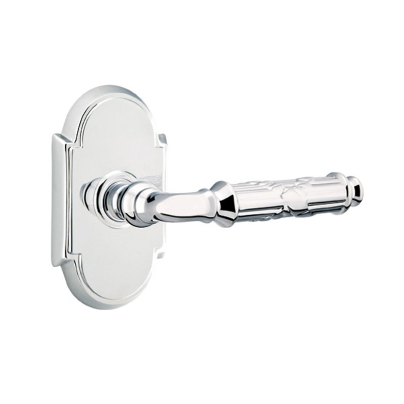 Poignée de porte avec rosette Ribbon and Reed Passage (Hall & Closet), Gauche, Chrome brillant