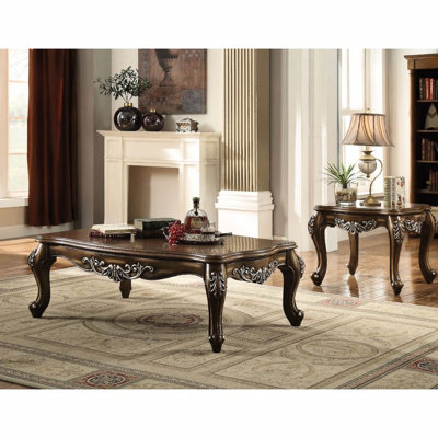 Coffee Table In Antique Oak, Rectangular Form With Queen Legs, Minimalist For Displaying Decor Items, Intricate Scalloped Wood Surface, Finish, 20 Inches Tall, 57 Wide, 35 Deep Beverage Placement,