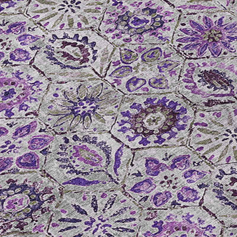 Machine Washable Indoor/Outdoor Xhevrie Purple Rug, Rectangle 2'6" x 3'10"