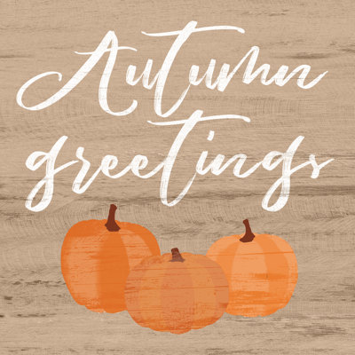Autumn Greetings Sign With Pumpkins - Wrapped Canvas Print