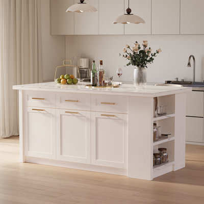 71" Kitchen Island with Storage Large Sintered Stone Kitchen Cabinet with Drawers,Modern Stationary Kitchen Prep Table Coffee Bar Cabinet for Dining Room