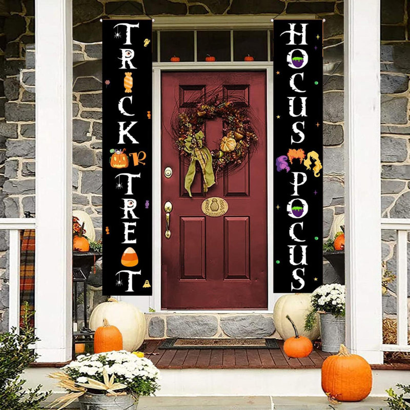 Bannières de porte d'entrée d'Halloween décorations d'extérieur