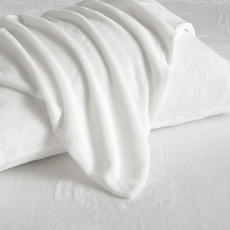 Draps de flanelle à poche profonde, grand / très grand, 250 g / m², draps gris, 20 po, Blanc