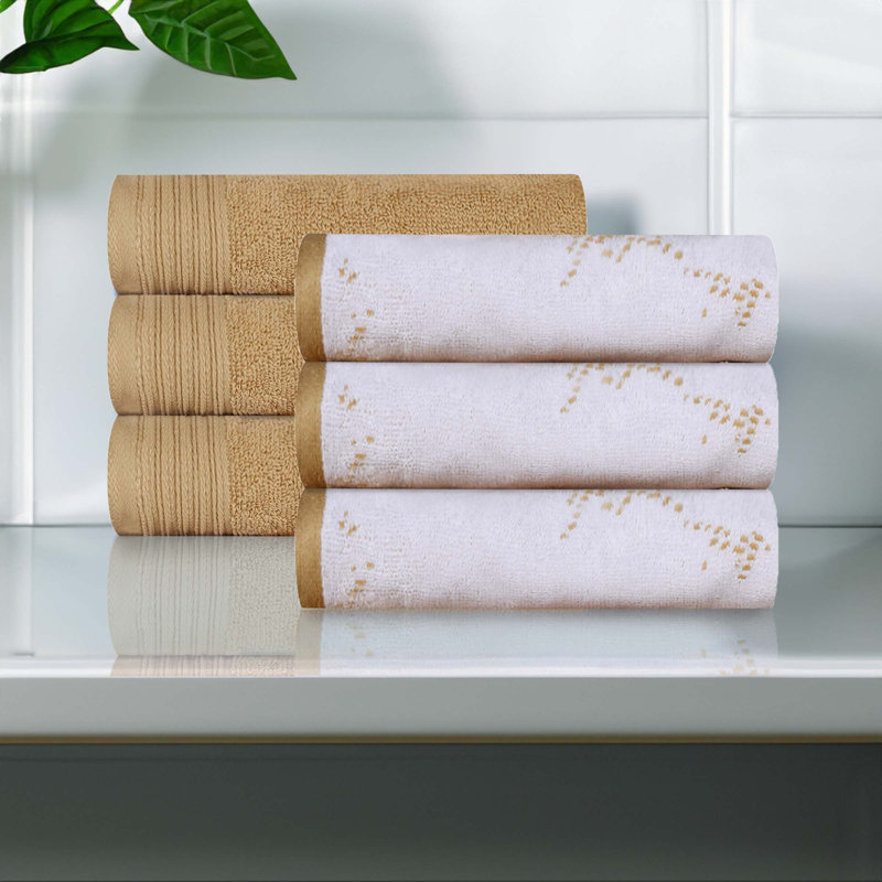 Essuie-mains en marbre massif 100% coton 500 g / m² à séchage rapide Kreager 500 g / m², Doré, Essuie-mains - paquet de 6