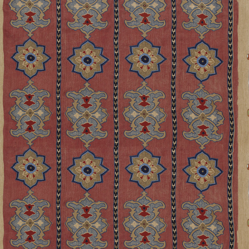 Temara Hand Embroidered Print Fabric, Pomegranate