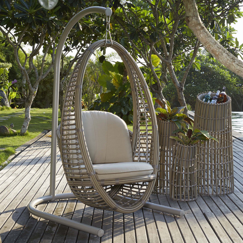 Heri Porch Swing with Stand, Canvas Canvas Sunbrella® Canvas, Kubu Mushroom