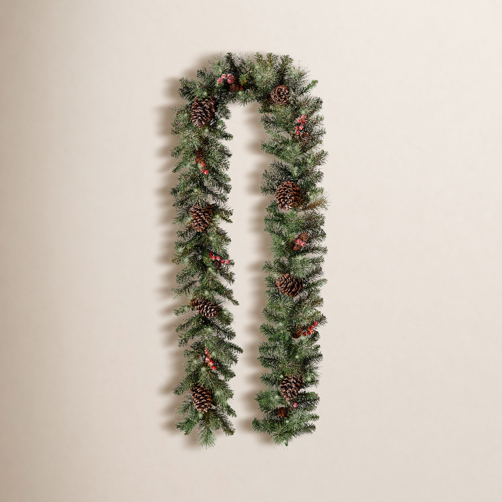 9ft Lighted Glittered Pine Cone Christmas Garland with Timer