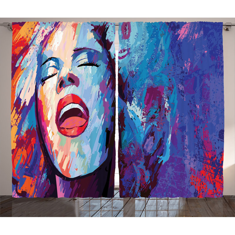 Jazz Music Semi-Sheer Rod Pocket Curtain Panels, 54" x 90"