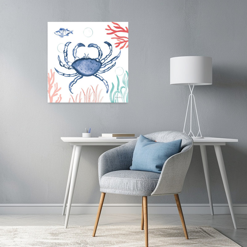 Coastal Coastal Jewels V Coral Cove avec animaux, art bleu, H 24 po x l 24 po