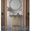 Console de style contemporain en marbre et métal doré, canapé d'entrée peu encombrant-133573578