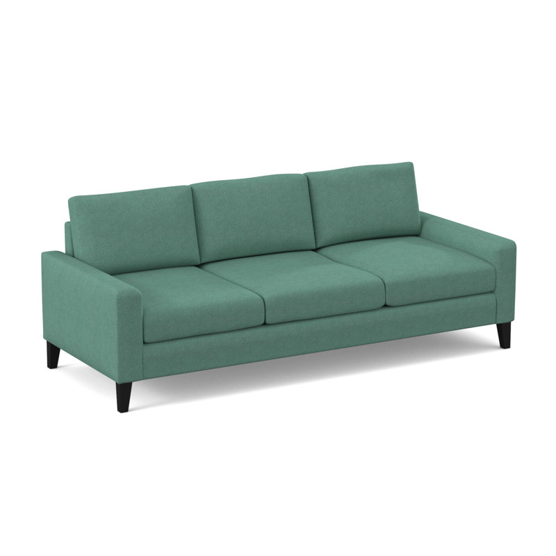 Madison 84" Square Arm Sofa with Reversible Cushions, Antic Lagoon Performance Twill