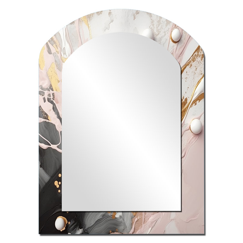 Gris et rose mystérieux marbre - miroir mural décoratif en marbre, 34 po x 25 po