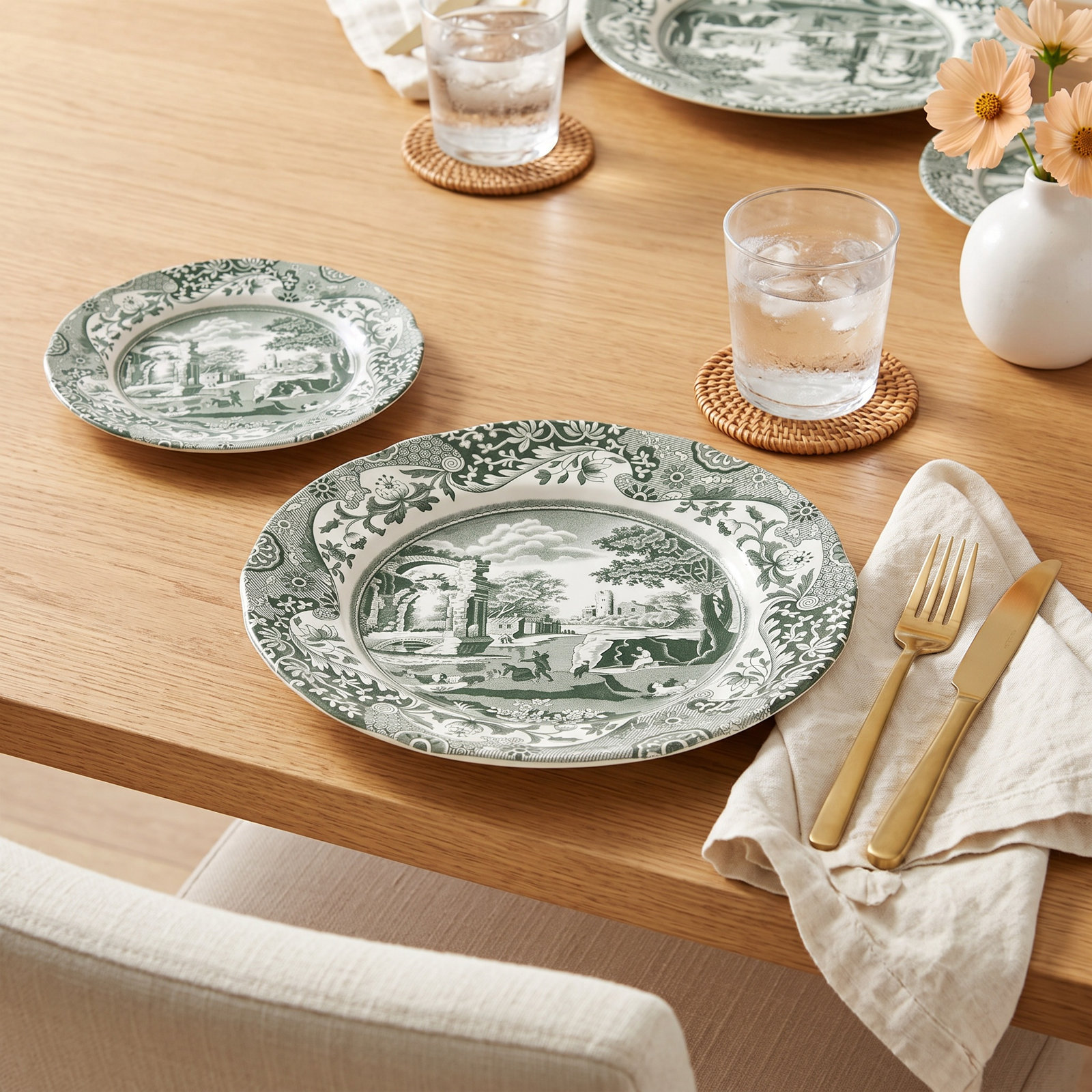 Heritage Green Italian 6.5" Bread & Butter Plates, Set of 4