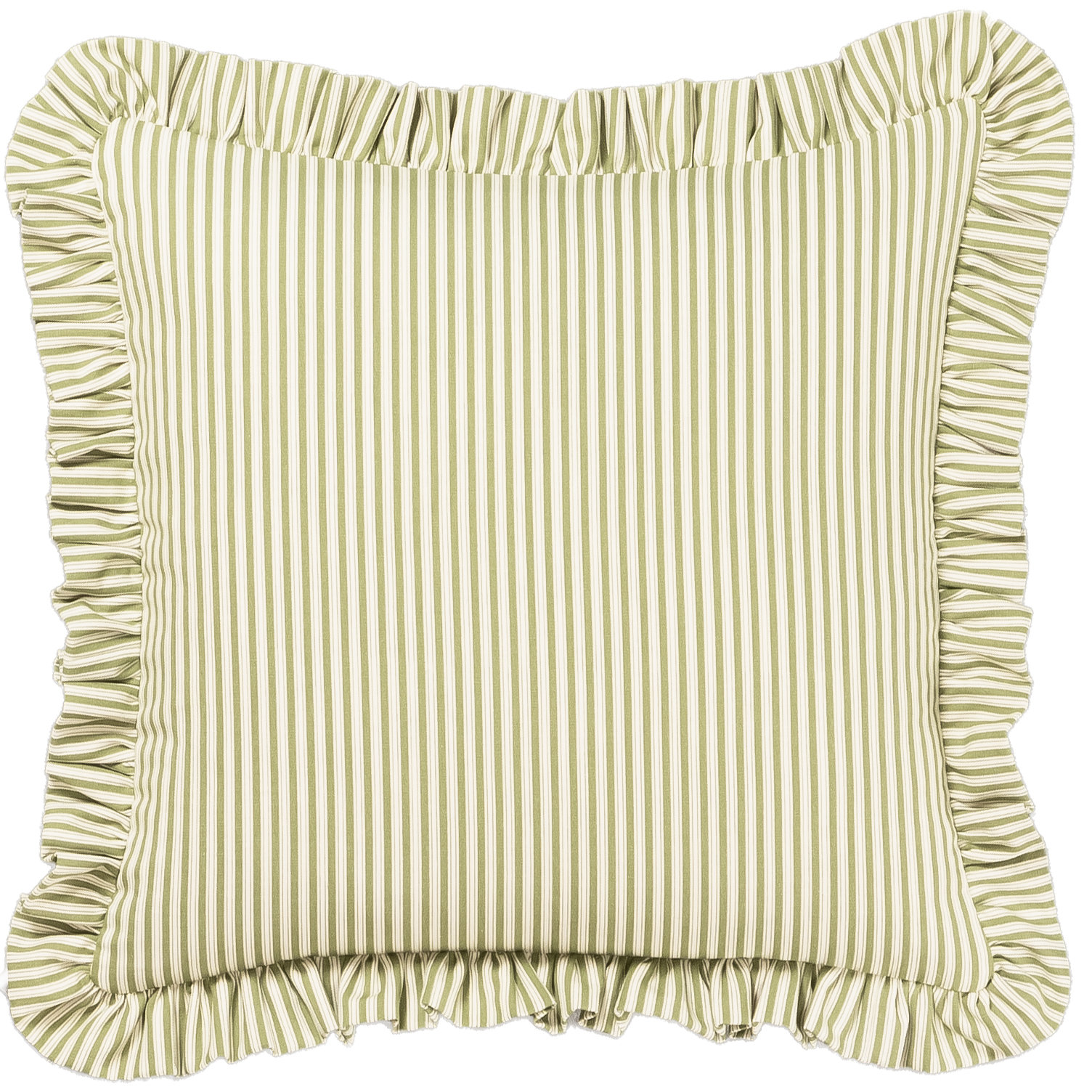 Birch Lane Polo Stripe Ruffled Accent Pillow, Green, Feather