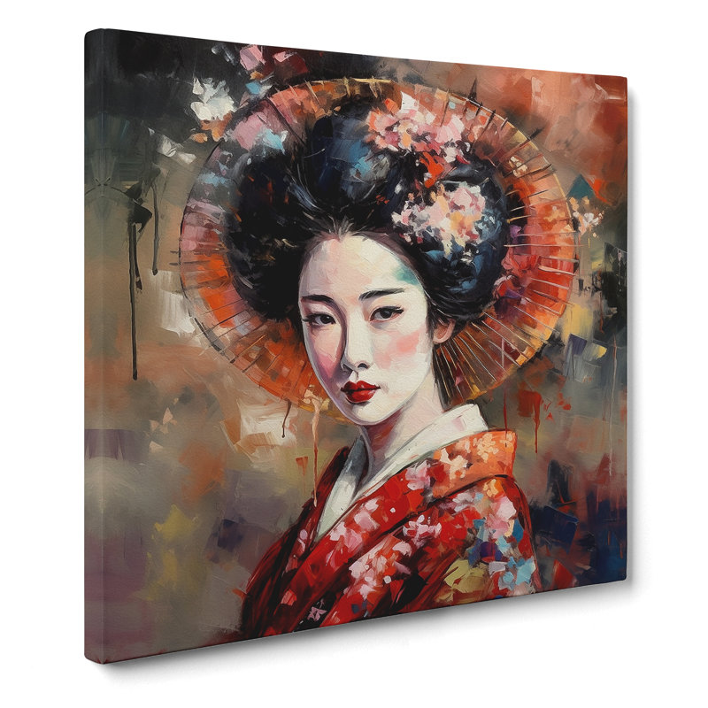 Geisha Post-Impressionism No.2 - No Frame Print, 50cm H x 50cm W x 3cm D