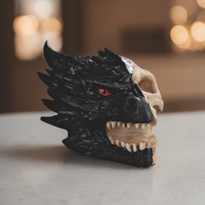 Black Dragon Skull Figurine
