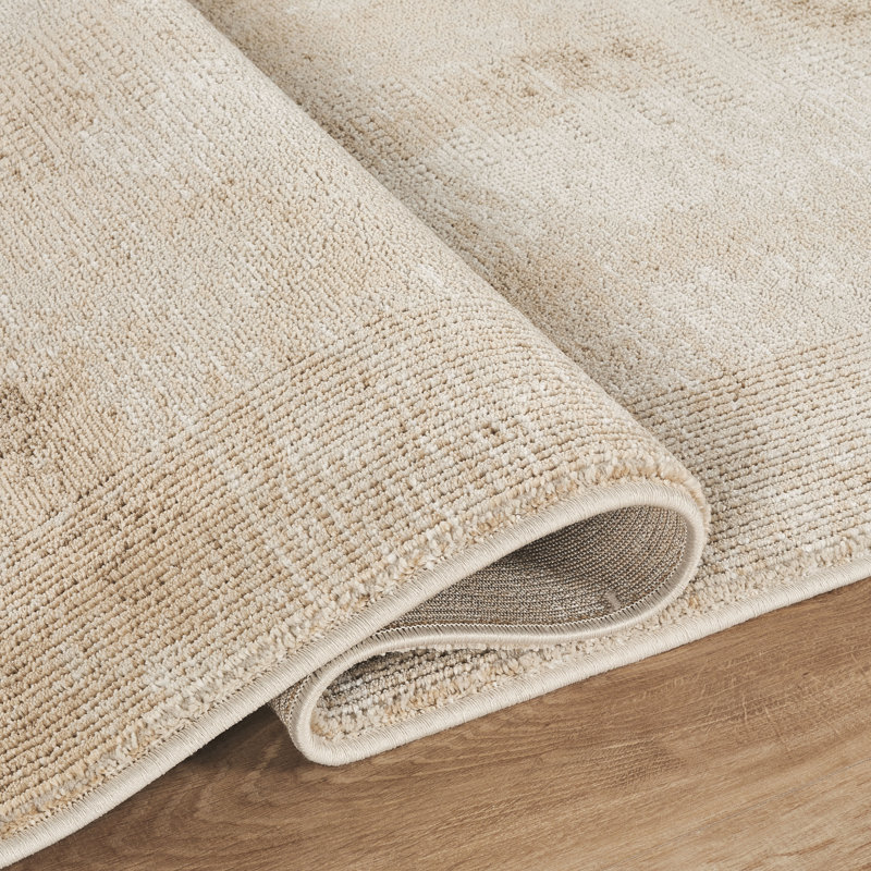 Brook Beige & Brown Abstract High-Low Modern Rug, 7'10" x 10'1", Beige/Brown